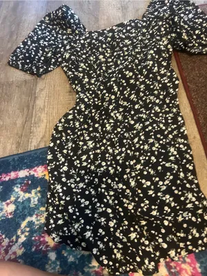 & other stories Black Floral Square-Neck Mini Dress thumbnail 9