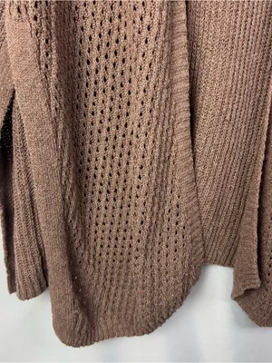 Universal Thread Dark Brown Open Knit Short Sleeve Tunic Cardigan Sweater M thumbnail 4