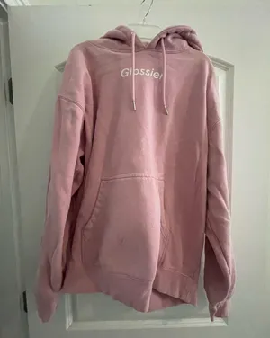 Glossier Light Pink Hoodie Size L thumbnail 2