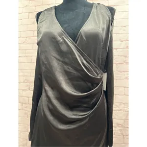 Black Cold Shoulder Long‎ Sleeve Mini Dress Wrap V Neck Cocktail thumbnail 7