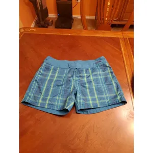 The North Face Shorts Women Size 6 Swim Board Shorts Blue/Green Plaid thumbnail 6