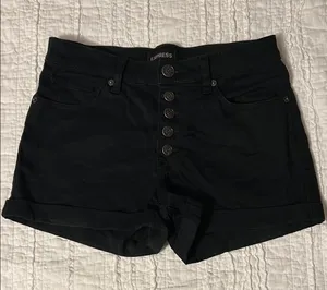 Express Women's Black Button-Up Shorts thumbnail 1