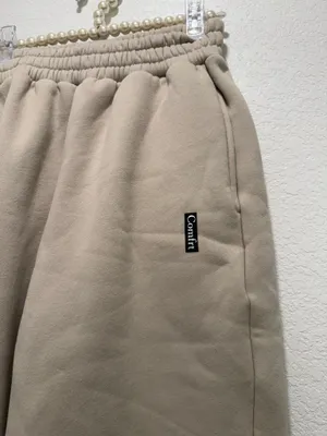 Comfrt heart Cream and tan love sweatpants thumbnail 2