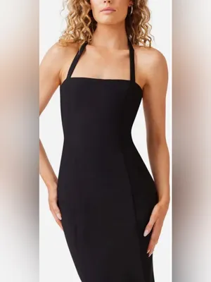 NEW ELLIATT Selena Sleeveless halter Midi Black Dress sz M thumbnail 4