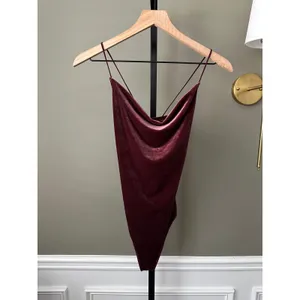 Abercrombie & Fitch Velvet Cowl Neck Bodysuit Burgundy Maroon Small thumbnail 2