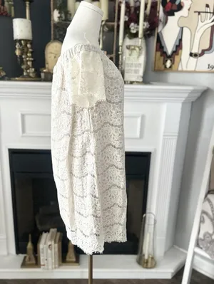 Love, Fire Off Shoulder Cream Lace Mini Dress Women’s Size Medium thumbnail 3
