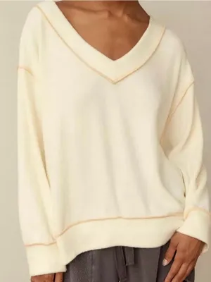 Urban Outfitters Cody V-Neck Oversized Dusty Mauve Pink Sweatshirt S thumbnail 8