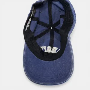 Varsity Embroidered Dad Hat Blue Washed Adjustable Strapback Vintage Style‎ Cap thumbnail 4