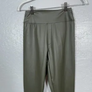 Offline by Aerie Women M Olive Green Faux Leather Leggings High Rise Athleisure thumbnail 3