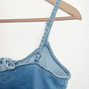 Hollister Chambray Tank Fitted Bodycon Tie Keyhole Front Pull On Mini Dress thumbnail 7
