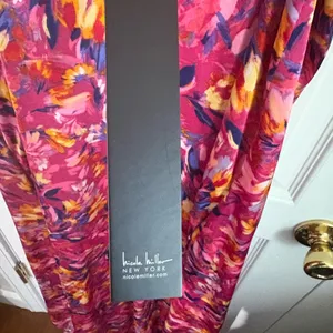 Nicole Miller New York Floral Maxi Dress Pink Racerback NWT Size L thumbnail 4