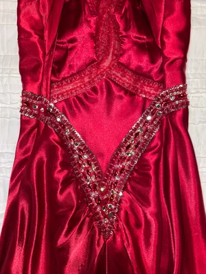 Faviana Red Satin Prom Dress thumbnail 5