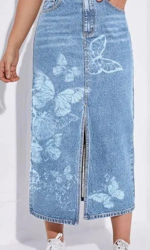 ❤️Butterfly Print Denim Skirt thumbnail 1