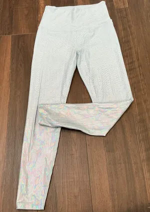 Beyond Yoga Holographic Foil Dot High Waisted Leggings Blue Silver Medium M thumbnail 1