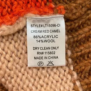 Lush Clothing cream red camel Colorblock v-neck sweater women’s size large thumbnail 7