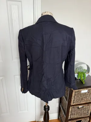 J. Crew Wool Vintage Single Gold Buttons Classic Navy Blazer Preppy minimalist Sz 12 work school thumbnail 3