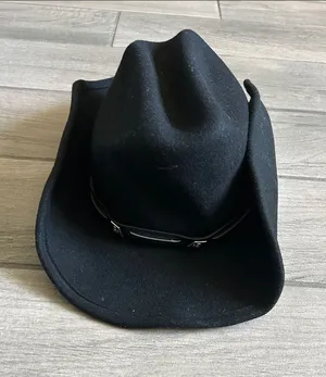 Black Women's wool Cowboy Hat with Decorative Band thumbnail 1