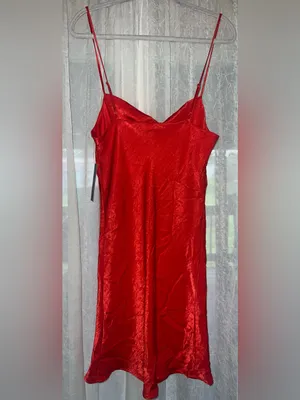 NWT Lulus red satin slip dress cowl neck going out dress medium thumbnail 5