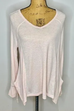 Green Tea Giddy Waffle Knit Thermal Top Size Small thumbnail 1