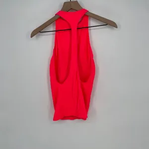 Free People Ribbed Racerback Tank Top Neon‎ Coral Pima Cotton Blend Size XS thumbnail 4