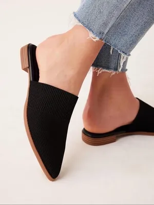 Steven New York Vende knit mule point toe flats black size 9 thumbnail 1