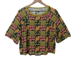 Target Latino Heritage Month Green Pink Boho Naturecore Floral Patchwork T-Shirt thumbnail 1