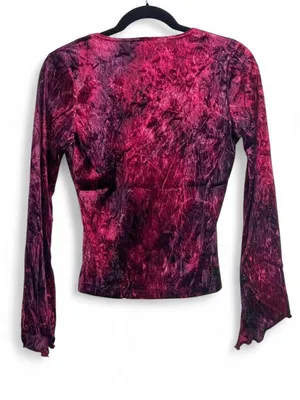 Y2K Wild Cat Velvet Long Sleeve Asymetrical Top Lace detail Size M/L Goth thumbnail 5