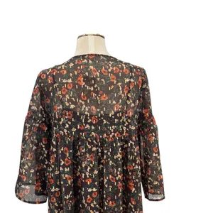 Natural Life Floral Print Midi Dress Kimono‎ Sleeve Brown Red Size Small thumbnail 8