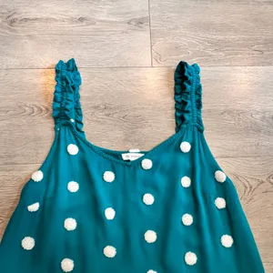 Blu Pepper Pom Pom Tank Top Sleeveless Casual Summer Teal Top Size Large‎ L thumbnail 3