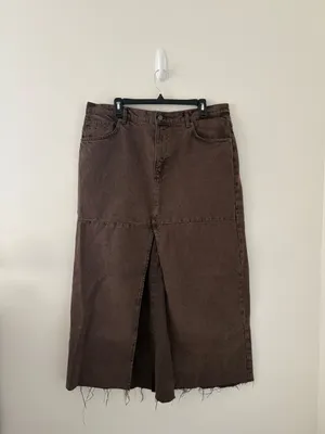 Reformation Jeans Tazz Maxi Brown Denim Skirt Size 31 thumbnail 2