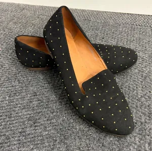 Madewell Black Suede Gold Studded Pointed Toe Loafers Smoking Flats Mens 6 thumbnail 1