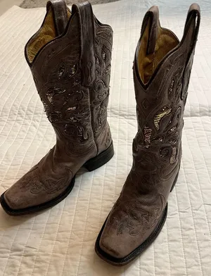 Corral distressed sequin inlay cowboy boots thumbnail 1