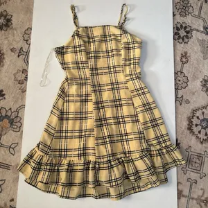 Altar'd State Yellow Plaid Mini Dress Clueless Preppy Y2K Ruffle Hem thumbnail 4