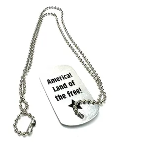 New USA America Flag Patriotic Dog Tag Necklace Land of the Free Unisex Pendant thumbnail 3