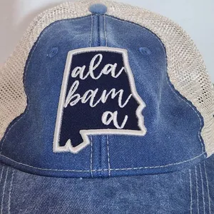 DK Caps Blue and Cream Alabama Baseball Cap One Size Alabama Trucker Hat thumbnail 2