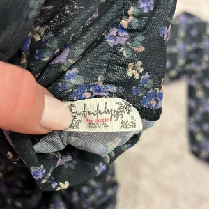 free people black floral turtle neck body suit size xs thumbnail 5