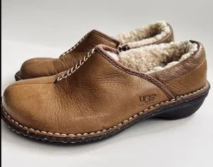 UGG Bettey 1928 Shearling Lined Brown Leather Tan Slip-On Shoes Size 7 thumbnail 1