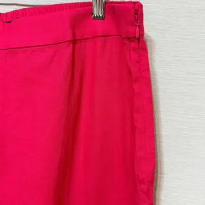 Ann Taylor Pink Linen Blend Wide Leg Cropped Pants Side Zip Size 8 High Rise thumbnail 5