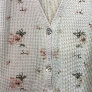 Vintage Victoria's Secret gold label cream floral waffle knit cotton button vest thumbnail 4