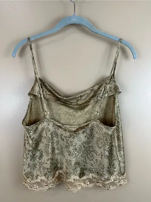 Vintage 2000 Y2K Victorias Secret Leopard Print Floral Lace Satin Pajama Set M thumbnail 8
