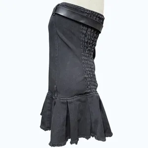 Edikted L B Mine Double Belted Denim Mini Dress Black Grunge Goth Y2K Edgy EGirl thumbnail 4