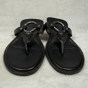 Rebecca‎ Minkoff Black Leather O-Ring Studded Thong Slide Sandals Womens 6M thumbnail 3