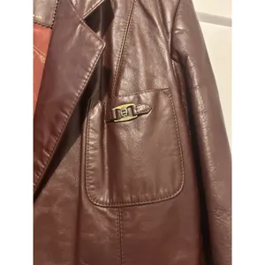 Vintage Etienne Aigner Women 16 Large Dark Red Leather Blazer Jacket Trench Coat thumbnail 4