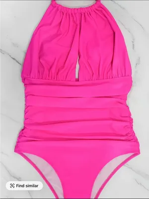 Girls Pink Halter One-Piece Swimsuit thumbnail 1
