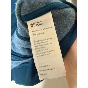 Figs‎ Essential Fleece Blue Full Zip Hoodie Sweatshirt Teal Scrub Jacket thumbnail 3