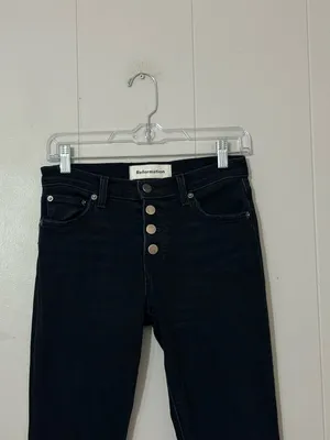 Reformation Stretch Button Fly High Rise Jeans Argentine Black 25 thumbnail 2