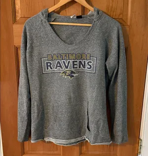 NFL Baltimore Ravens Football Team Size Large Gray Hoodie Unisex Sweatshirt thumbnail 1