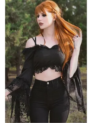Black Off-Shoulder Lace Crop Top - Women thumbnail 5