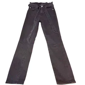 7 For All Mankind Black Raw Waist Belted Stretch Jeans Size 26 thumbnail 2