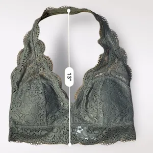 American Eagle Aerie Green Wildflower Lace‎ Padded Halter Bralette Size M NWT thumbnail 4